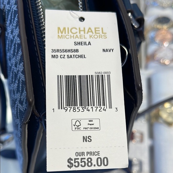 Michael Kors Sheila Medium Signature CZ Logo Satchel Crossbody Center Zip
Navy - Picture 3 of 16